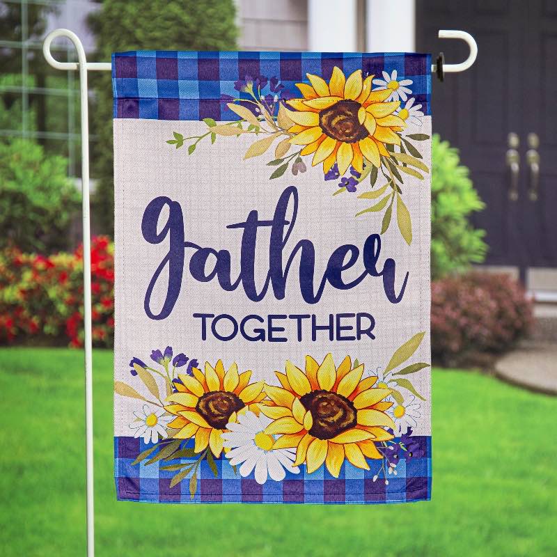 Gather Together Suede Sunflower Garden Flag