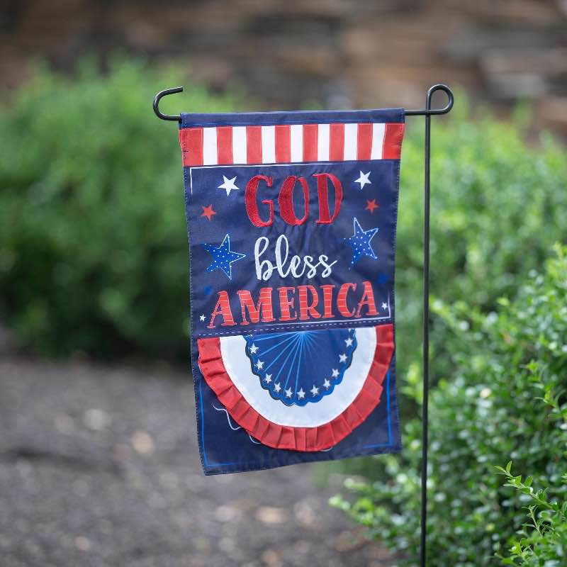 God Bless America Applique Garden Flag