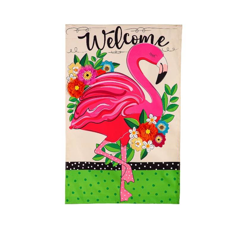 Floral Flamingo Eco-Friendly House Flag