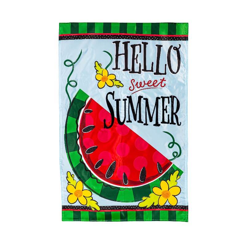 Hello Sweet Summer Applique House Flag