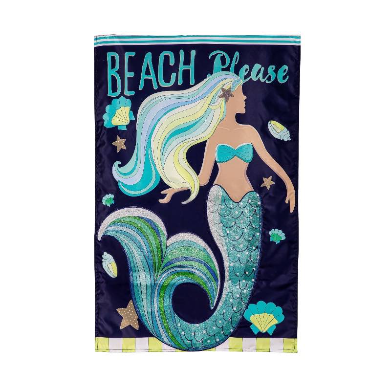 Mermaid Beach House Applique House Flag