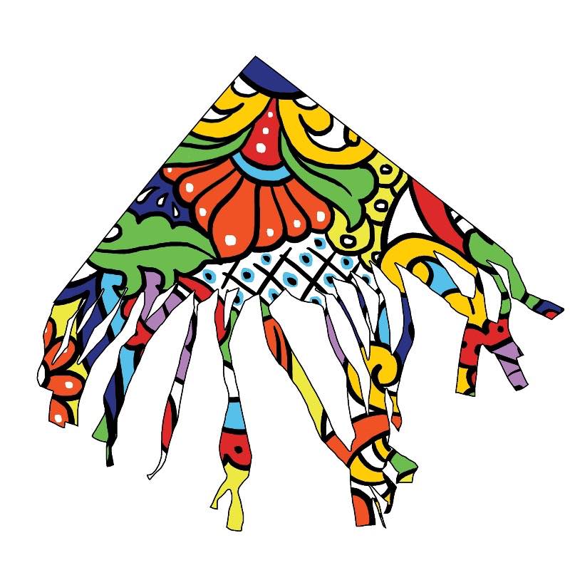 Colorful Floral Kite with Reel