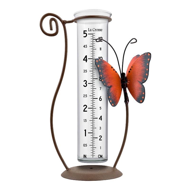 Metal Butterfly Tabletop Rain Gauge