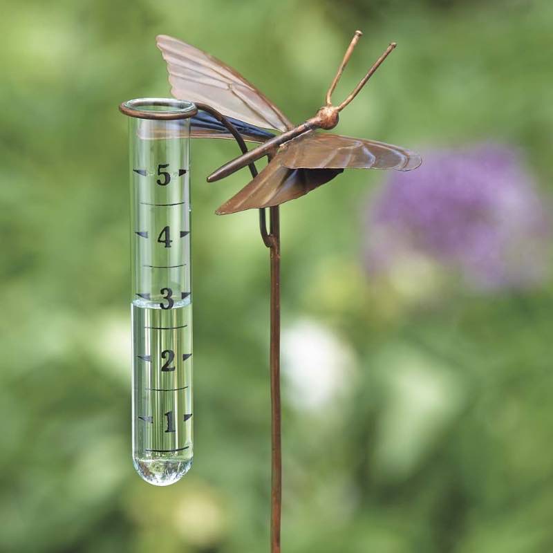 Metal Butterfly Rain Gauge with Copper-Look Finish