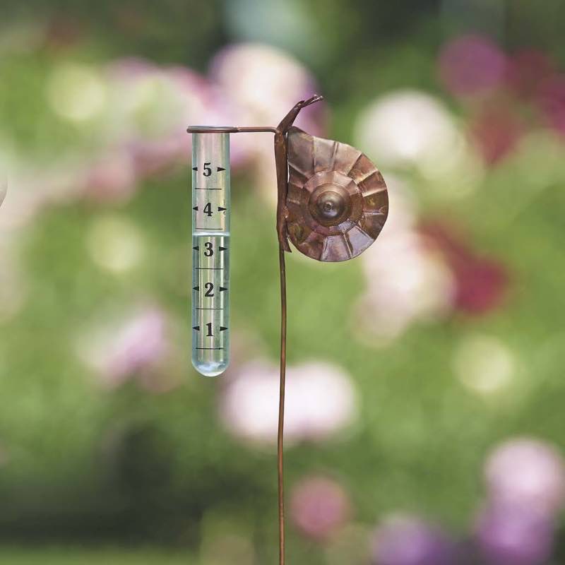 Metal Snail Rain Gauge with Copper-Look Finish