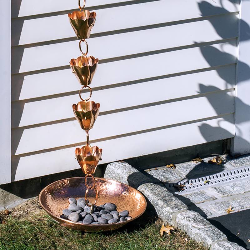 Copper Rain Chain Basin