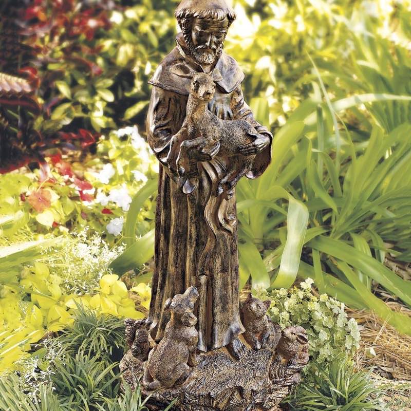 Hand-Finished Woodlike St. Francis Garden Statue