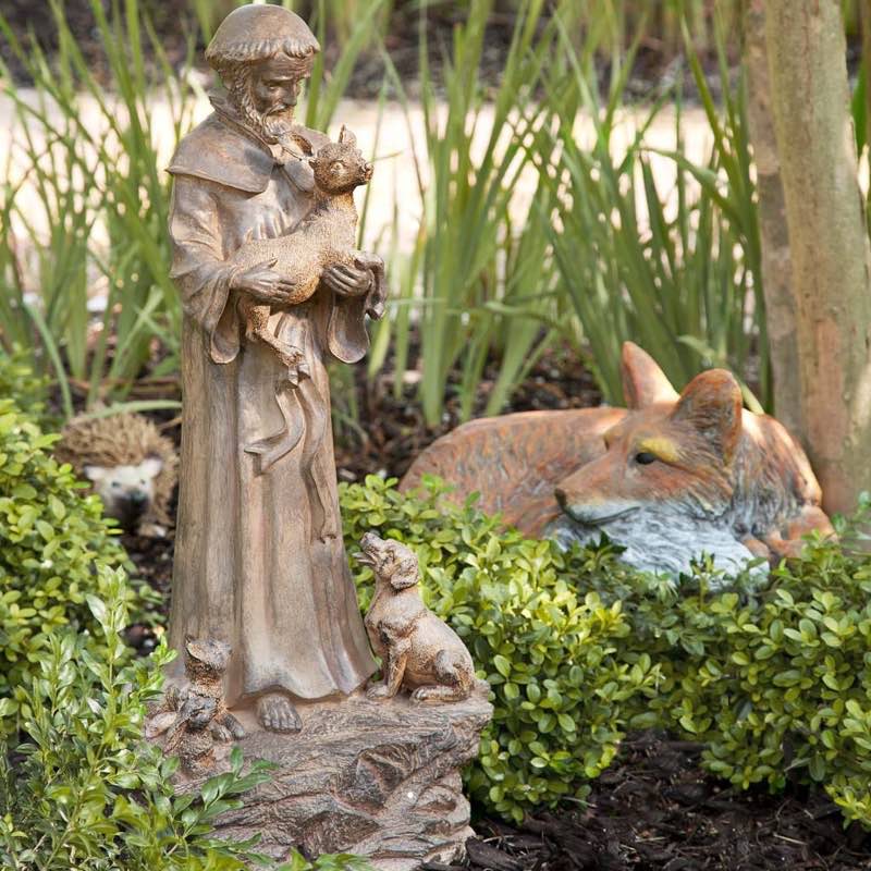 Hand-Finished Woodlike St. Francis Garden Statue