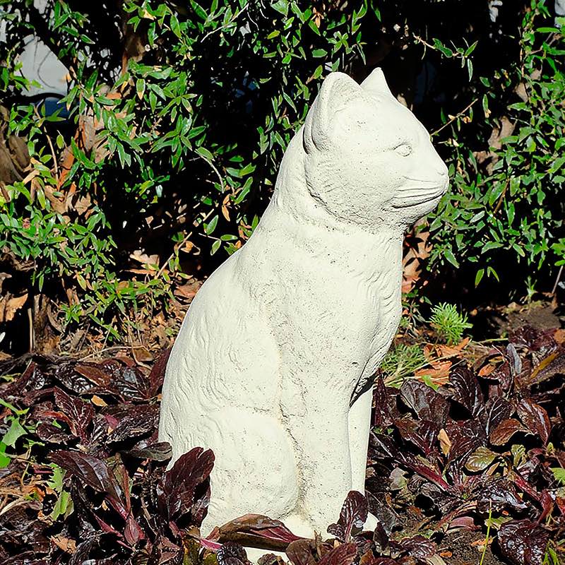 Vintage Sitting Cat Cast Stone Statue