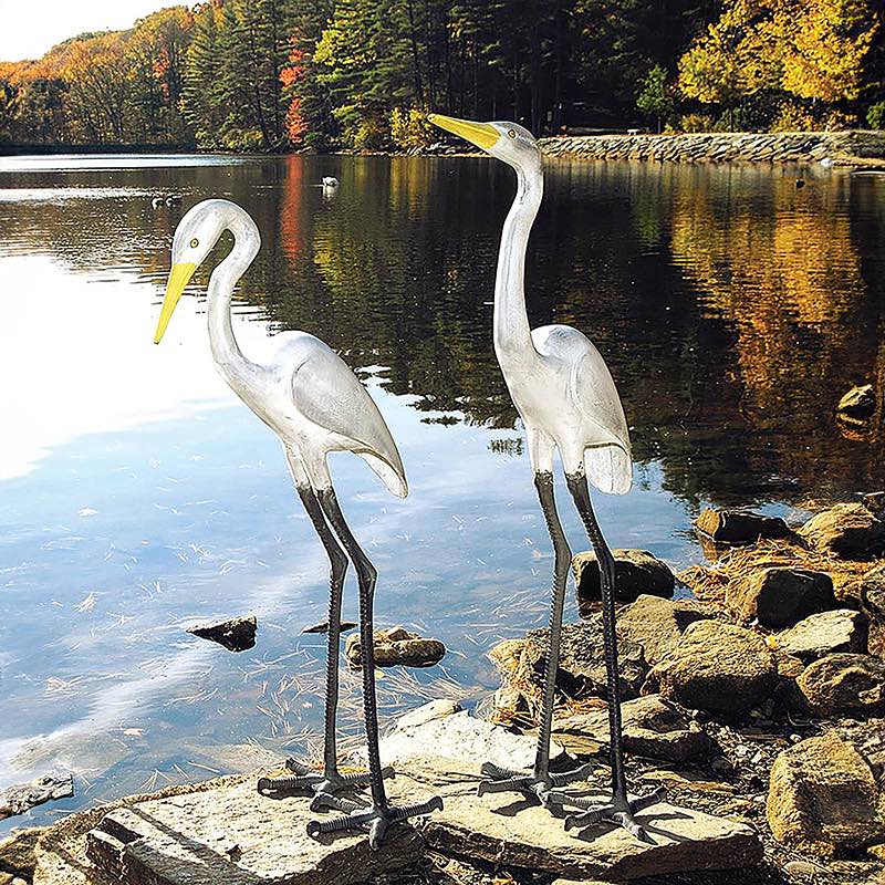 Tall Egret Metal Yard Sculpture