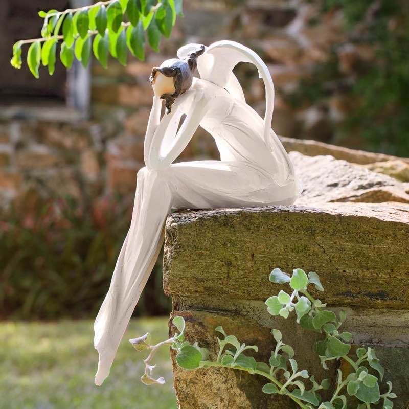 Thinking Angel Indoor/Outdoor Wall or Shelf Sculpture