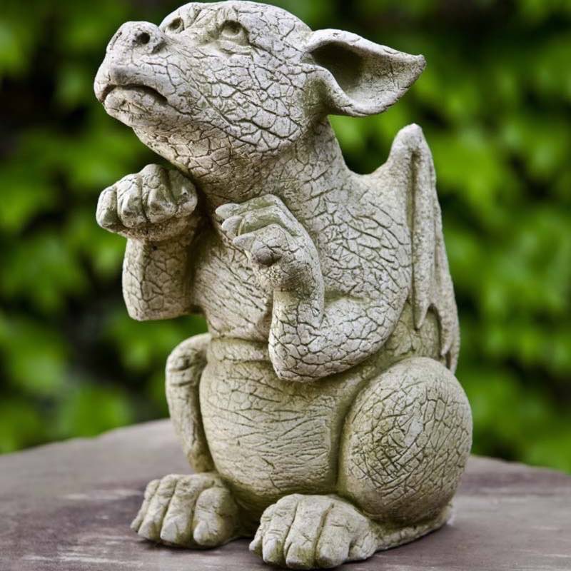 Cast Stone Begging Baby Dragon Garden Statue