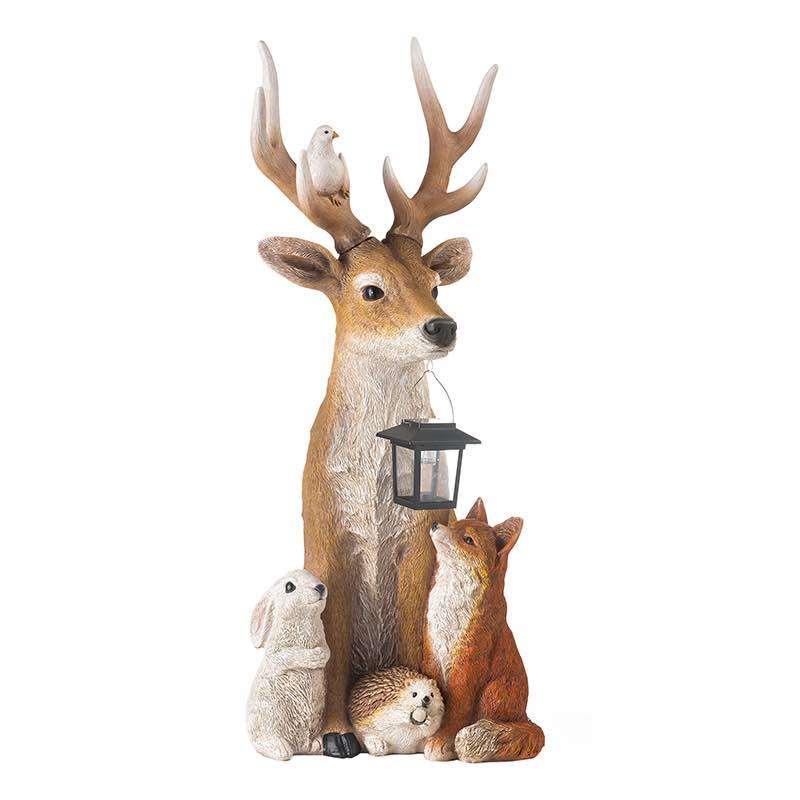 Deer and Friends Solar Holiday Figurine