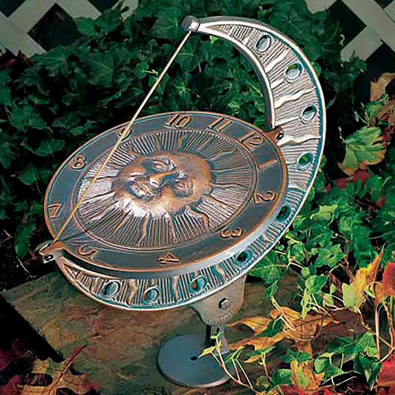 Sun and Moon Sundial - Verdigris