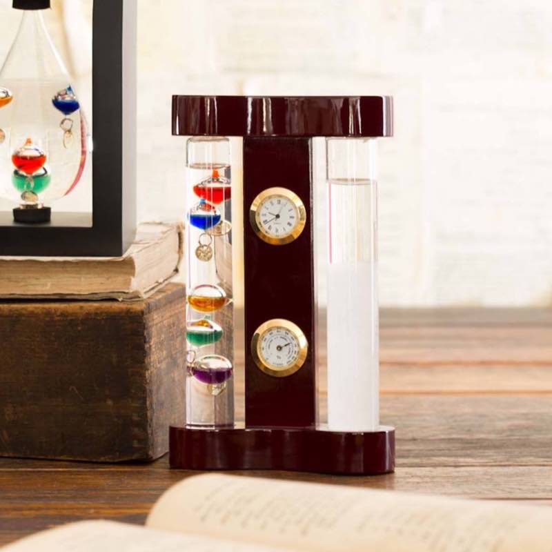 Galileo Weather Station with Fitzroy Storm Glass, Clock and Hygrometer