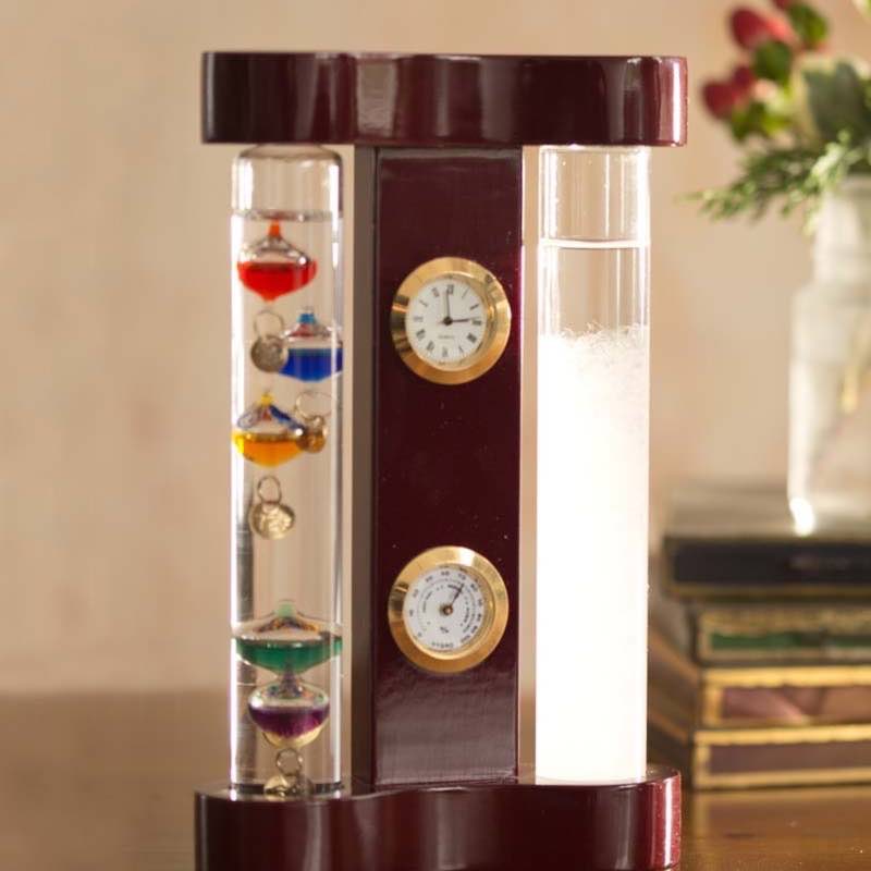 Galileo Weather Station with Fitzroy Storm Glass, Clock and Hygrometer