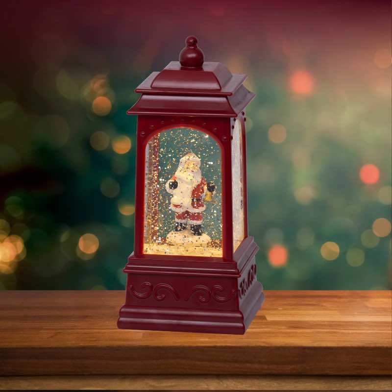 LED Lantern Water Spinner with Santa