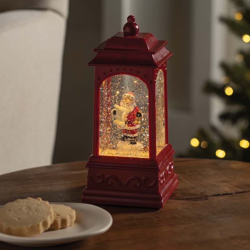 LED Lantern Water Spinner with Santa