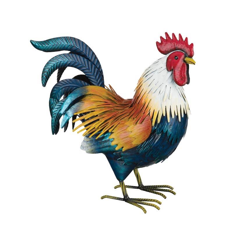 Golden Duckwing Painted Metal Rooster