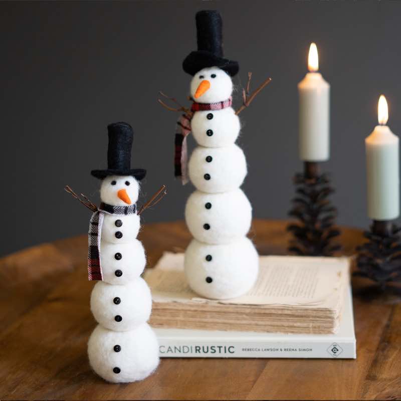 Set of 2 Felt Snowmen