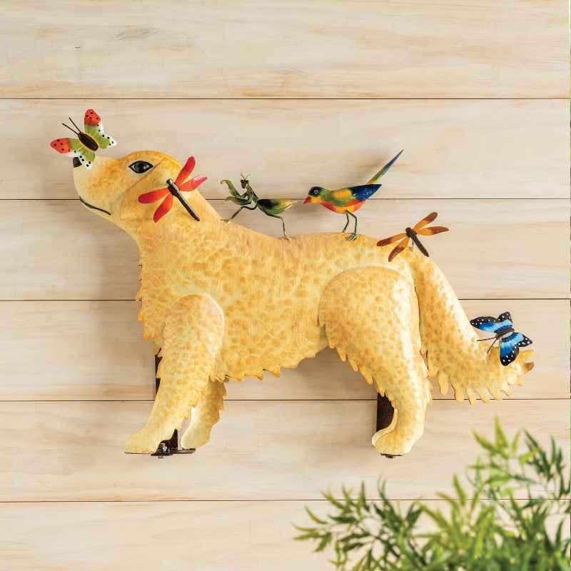Recycled Metal Golden Retriever Garden Stake/Wall Art