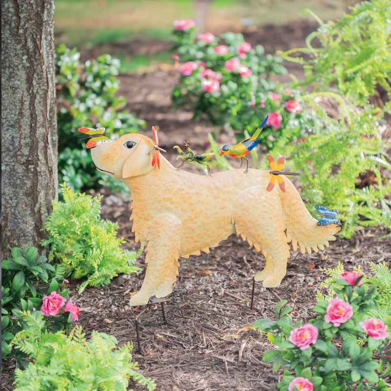 Recycled Metal Golden Retriever Garden Stake/Wall Art