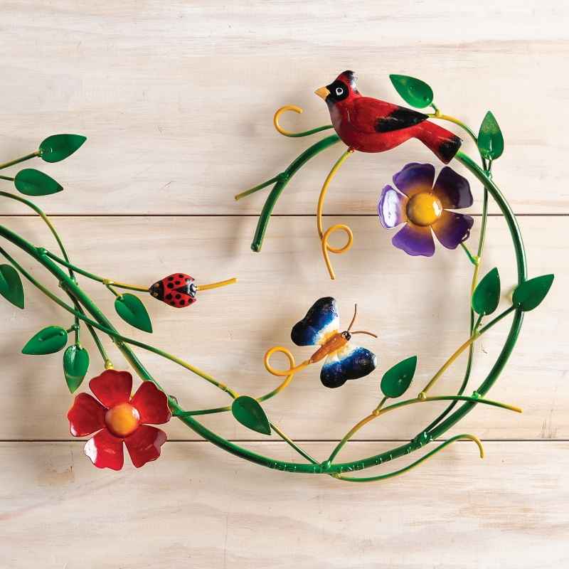 Spring Birds and Blooms Metal Wall Art