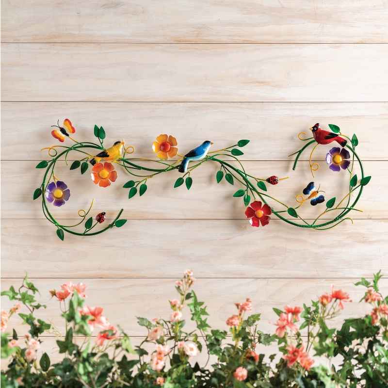 Spring Birds and Blooms Metal Wall Art