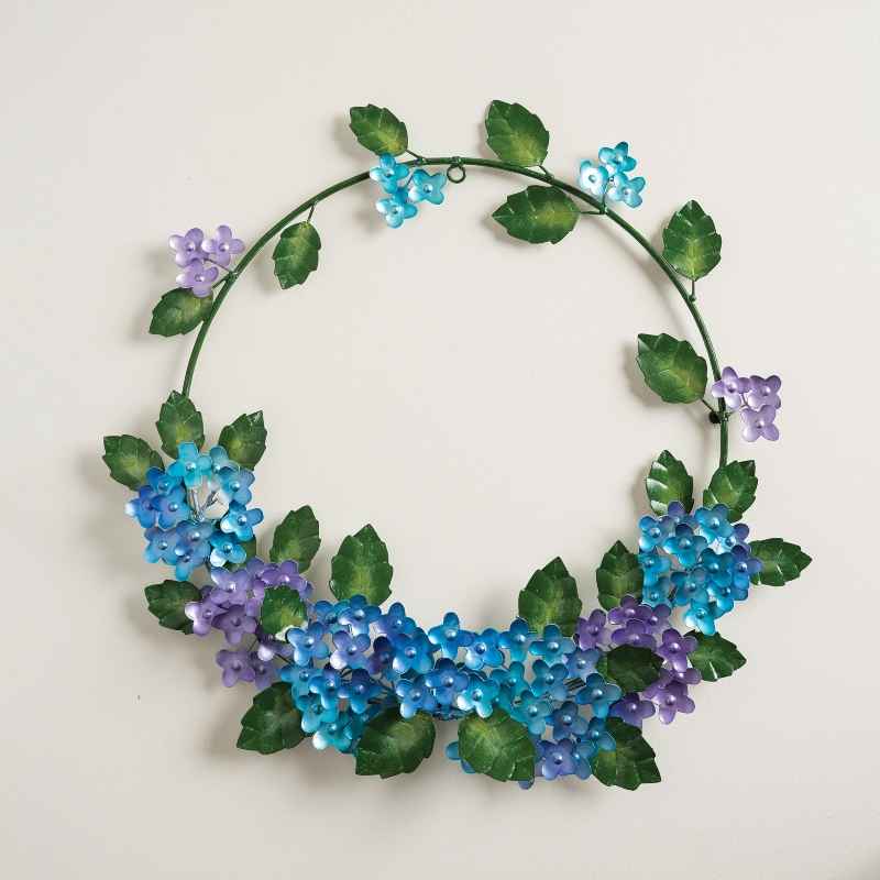 Blue Hydrangea Metal Wreath