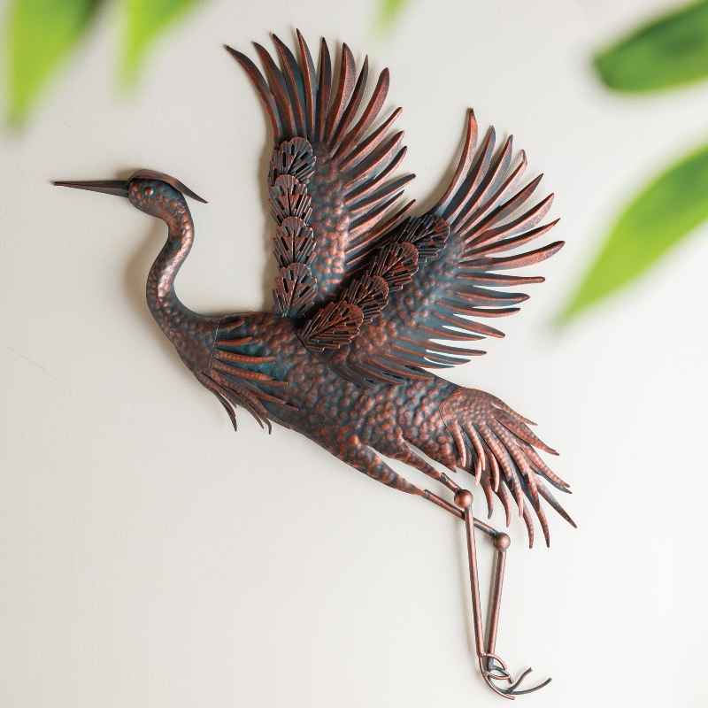 Indoor/Outdoor Legs Bent Metal Heron Wall Art