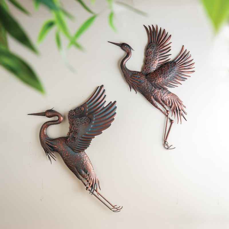 Set of 2 Indoor/Outdoor Metal Heron Wall Art