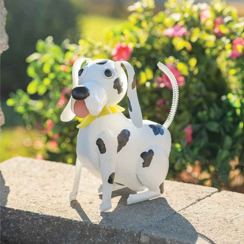 Painted Metal Sitting Dog Sculpture