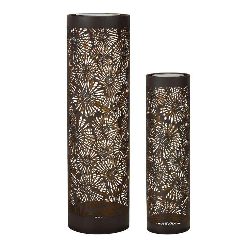 Set of 2 Shadow Sunflower Solar Lanterns