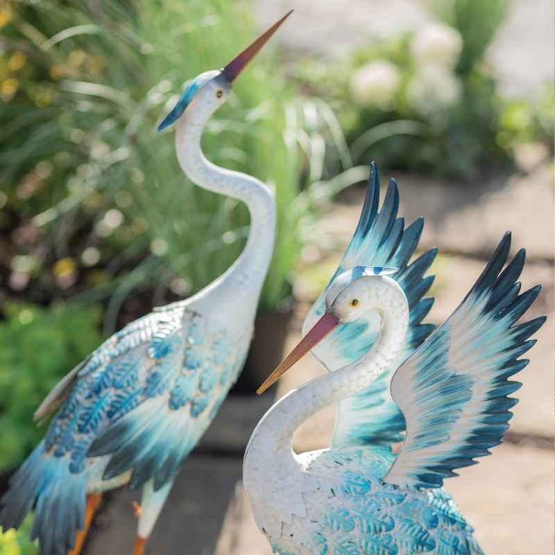 Metal Blue Crane Wings Up, 34