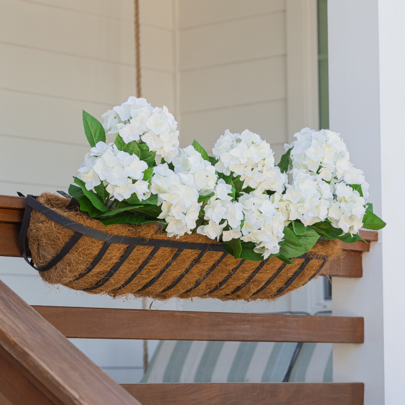 Faux White Hydrangea Window Box Filler