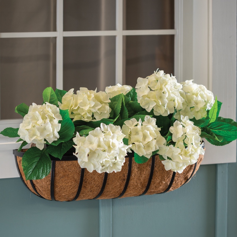 Faux White Hydrangea Window Box Filler