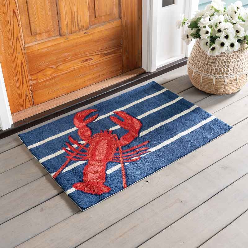 Lobster On Navy Stripes Rug, 24