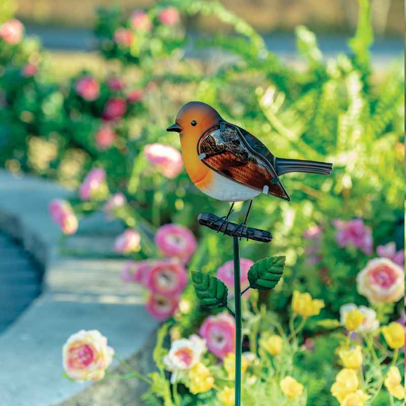 Glass and Metal Robin Stake
