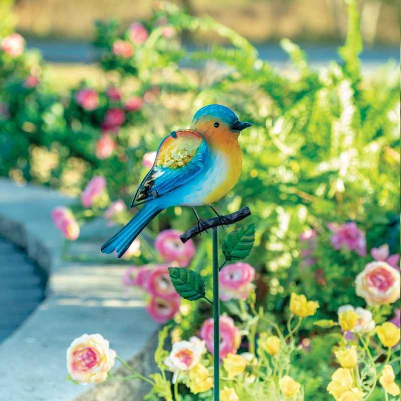 Glass and Metal Bluebird Stake