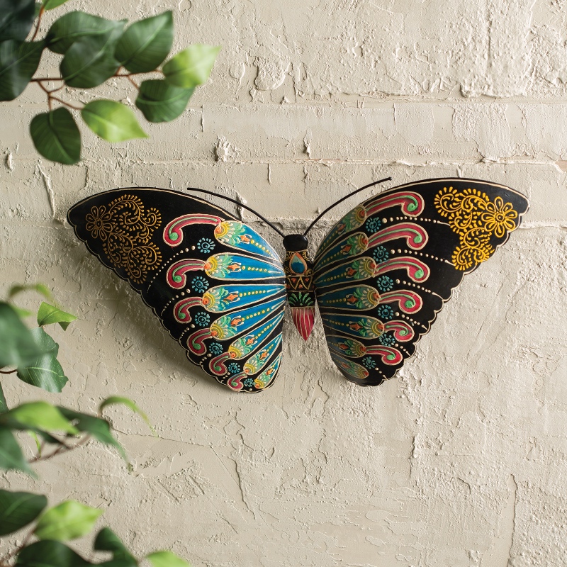 Henna Black and Purple Butterfly Wall Decor