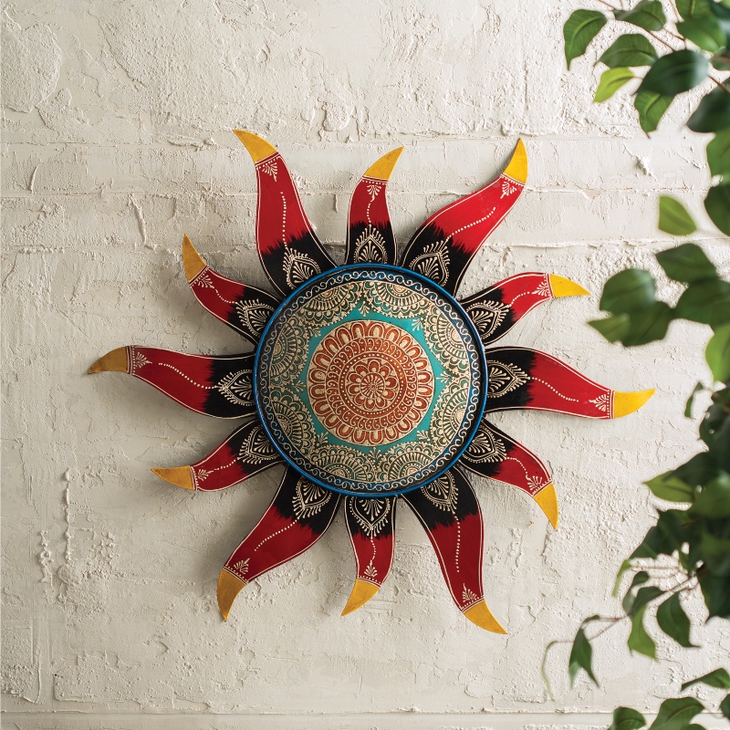Henna Red Sun Metal Wall Art