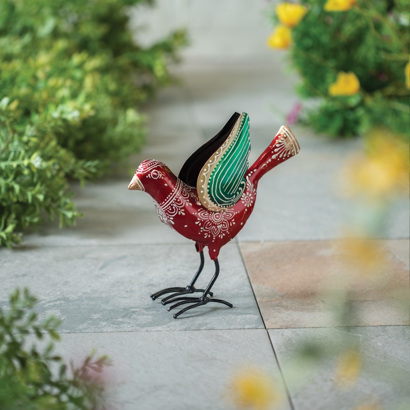 Henna Red Bird Garden Decor