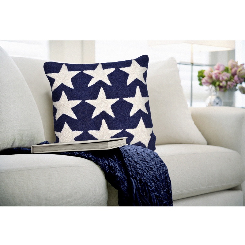 Indoor/Outdoor Hooked Stars Pillow