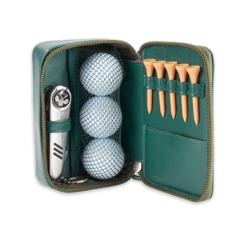 Green Leather Golf Travel Set