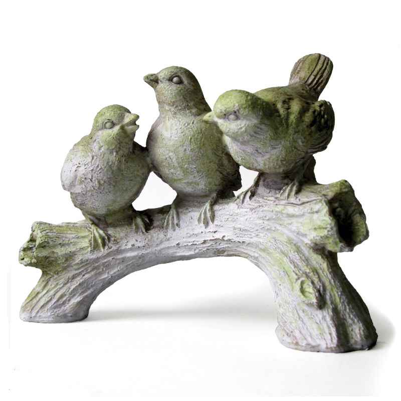 Three Singing Birds on Log Statue