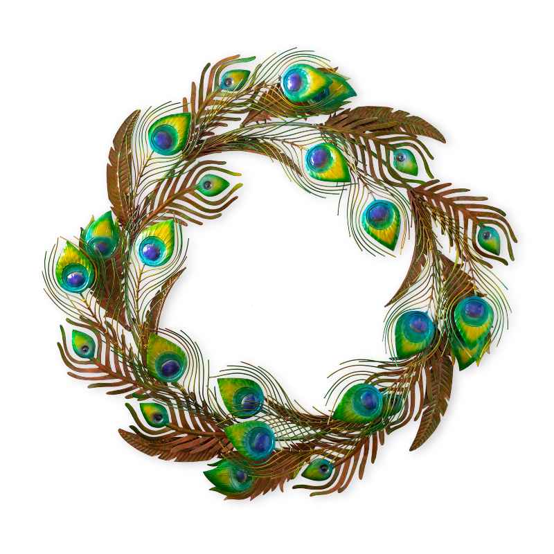 Recycled Metal Peacock Feather Wreath