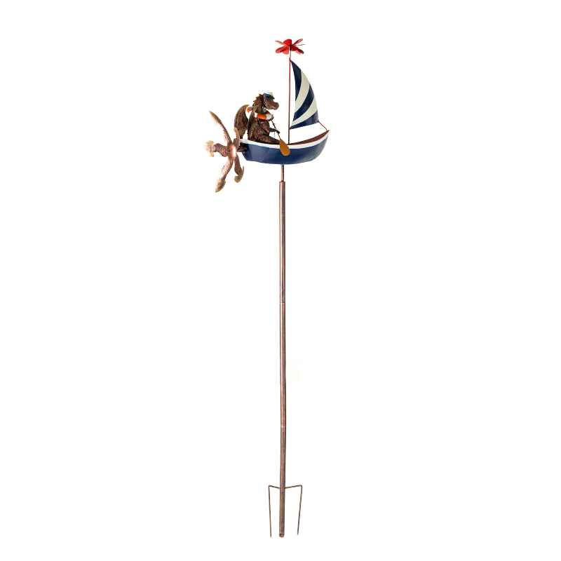 Recycled Metal Boating Dragon Whirligig