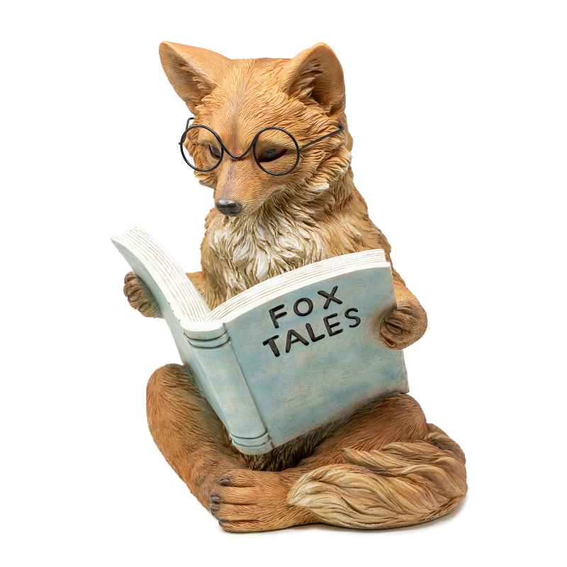 Fox Reading Book Statue