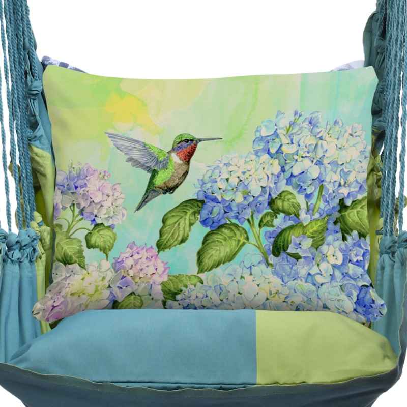 3 Piece Hammock Swing - Meadow Mist Stripe with Hummingbird Song Pillow