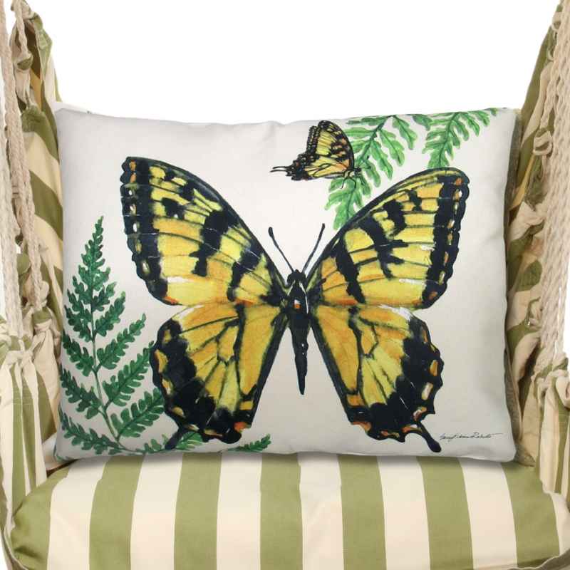 3 Piece Hammock Swing - Summer Palms Stripe with Butterflies Pillow